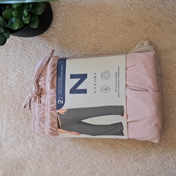New! Natori Lounge Pants Size Small Pink Beige PJ Pants Casual Neutral Relaxed - Picture 13 of 13